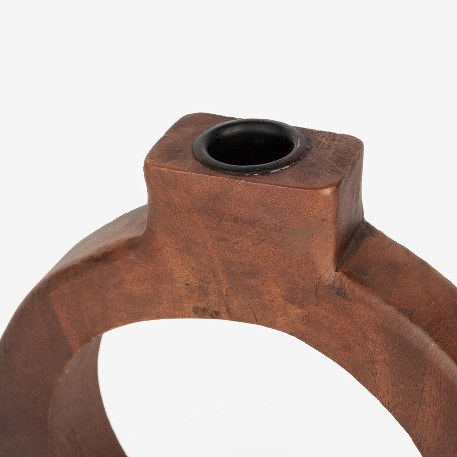 Portavelas de madera de nogal 21cm