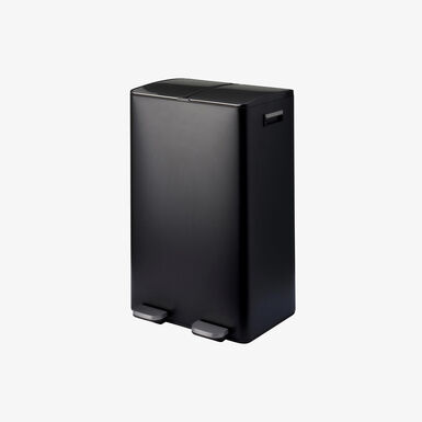Cubo de basura con pedal doble negro mate de acero 2x30L