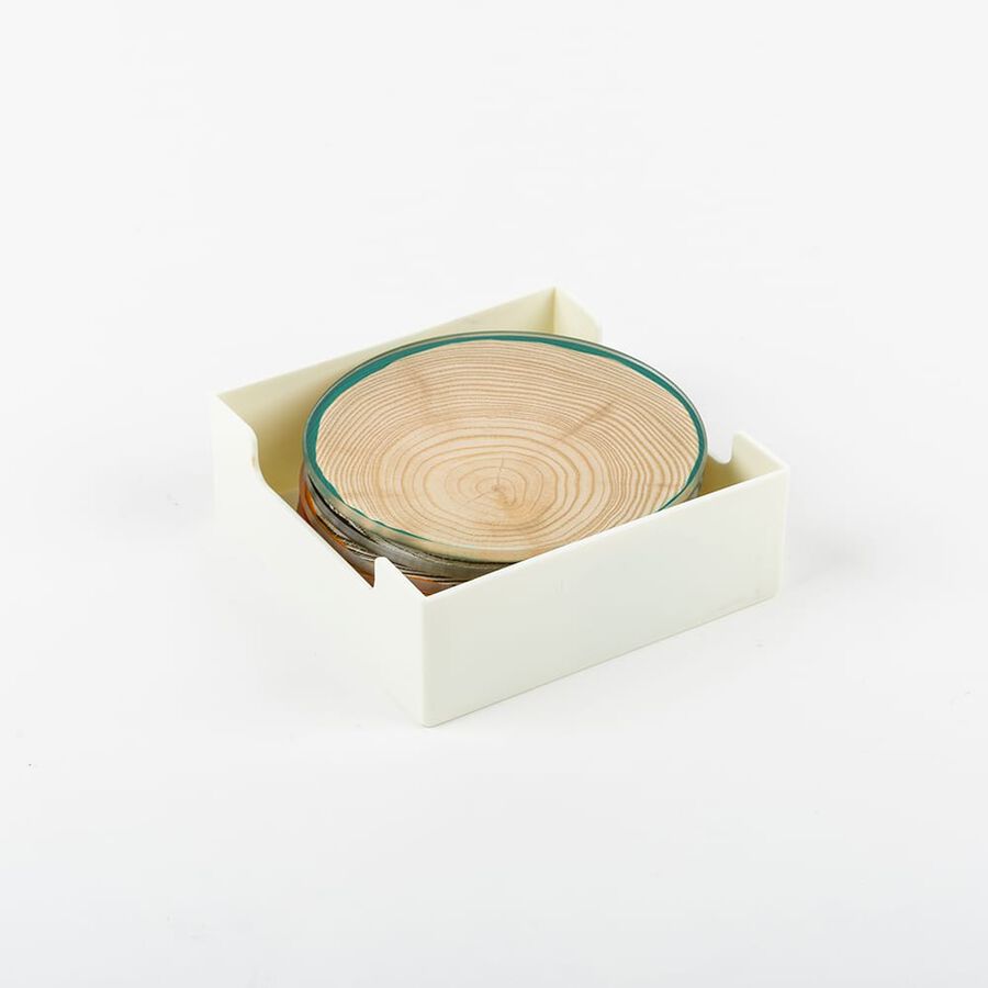 Set de 6 posavasos de cristal con dibujo tronco &Oslash;11cm