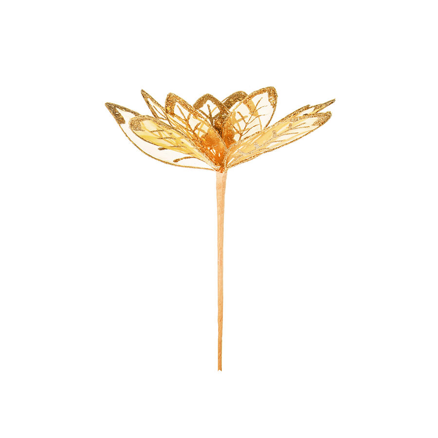 Flor decorativa dorada 30cm