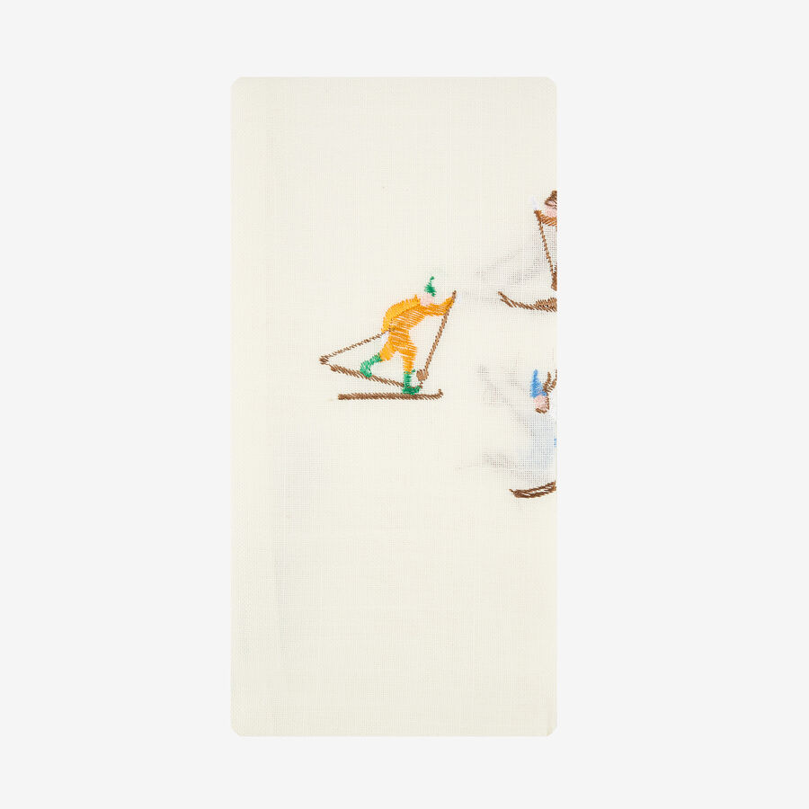 Servilleta blanca bordado Esquiadores 45x45cm