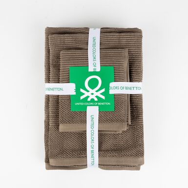Set de 3 toallas de algod&oacute;n marr&oacute;n Bennetton