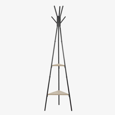 Perchero de pie con baldas negro de acero y MDF Loft 49,5x49,5x180cm