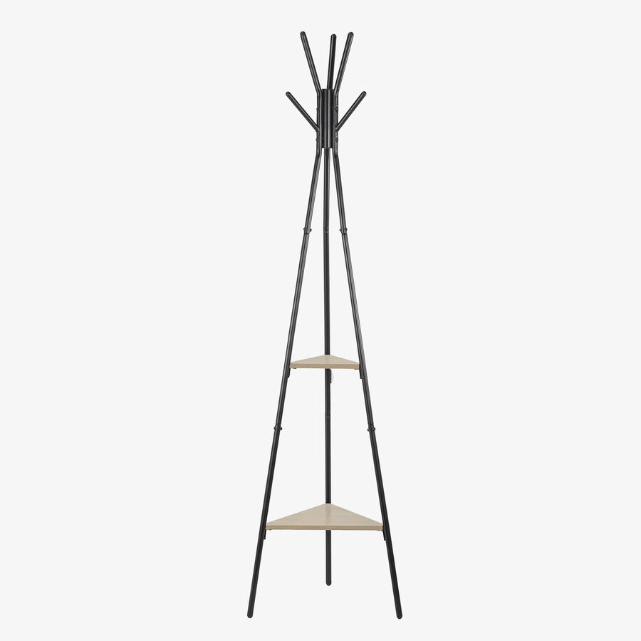 Perchero de pie con baldas negro de acero y MDF Loft 49,5x49,5x180cm