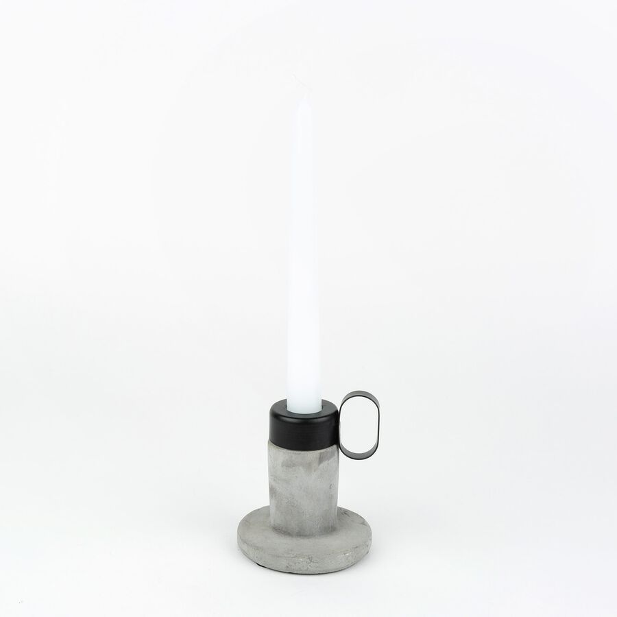 Portavelas con asa de cemento 9cm