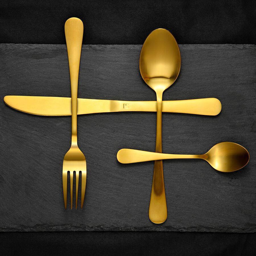 Cuberter&iacute;a de 24 piezas de acero inoxidable dorada Adele - Bergner
