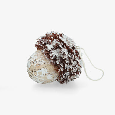Bola de Navidad de bellota efecto nevado 10cm