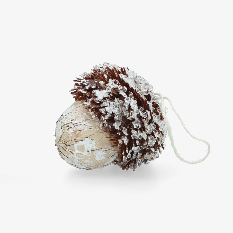 Bola de Navidad de bellota efecto nevado 10cm