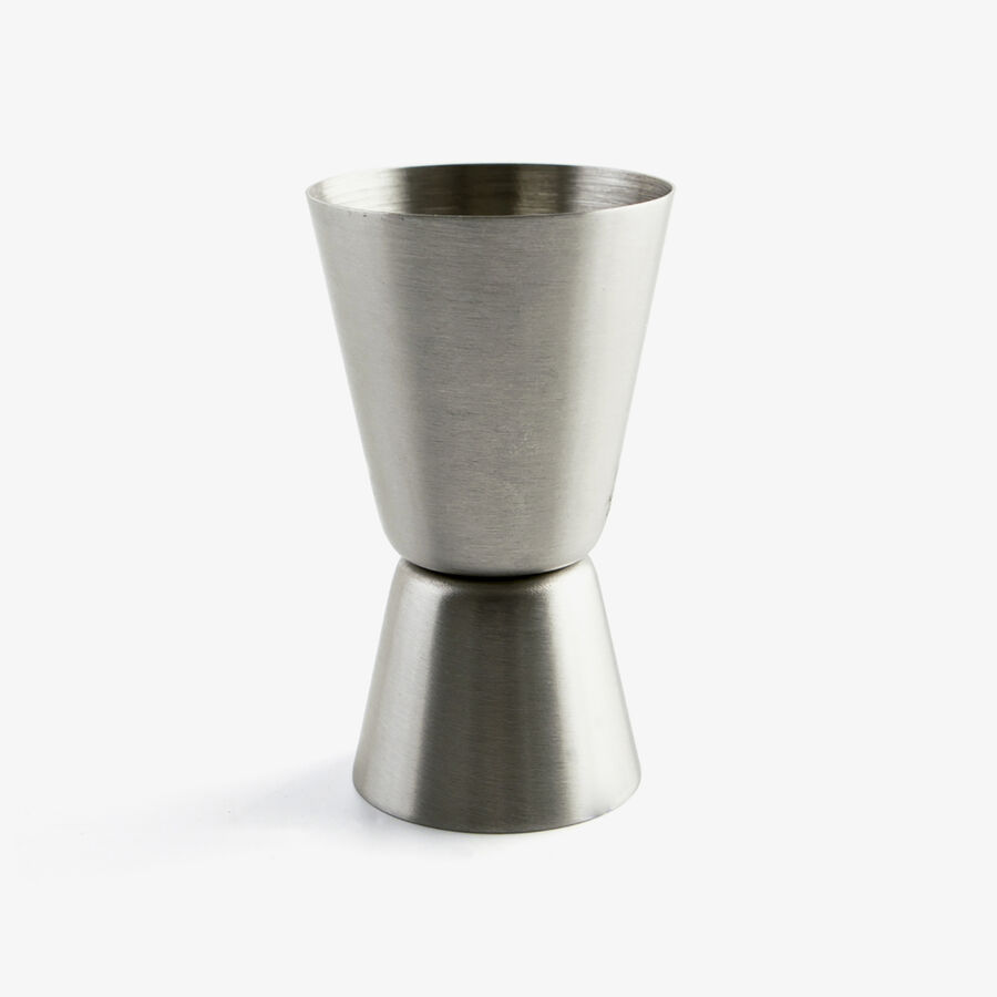Set de 4 copas de vidrio, cuchara de cocktail y vaso medidor 