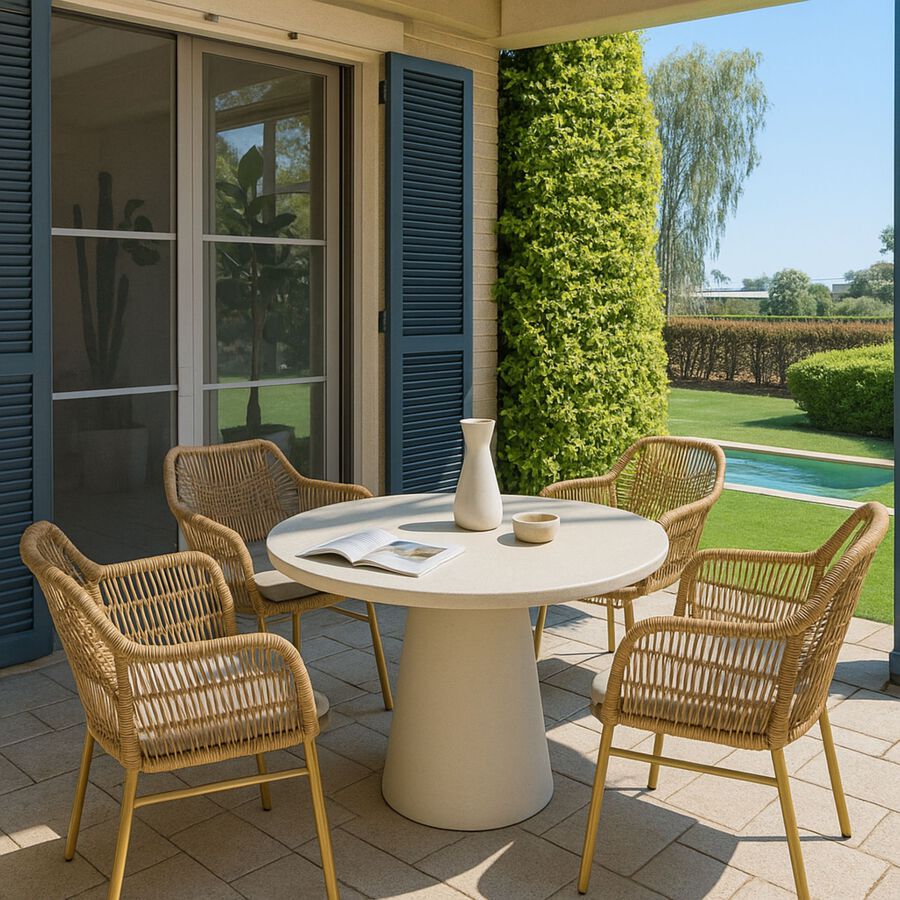 Silla de jard&iacute;n de aluminio y rat&aacute;n sint&eacute;tico Cassis 57x65x83cm