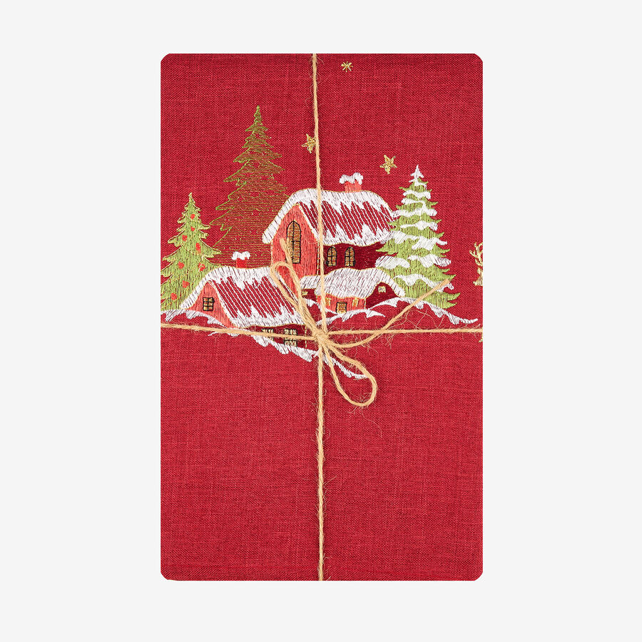 Camino de mesa rojo bordado Pueblo 50x150cm