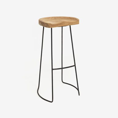 Taburete alto de madera y metal 40x32x81cm