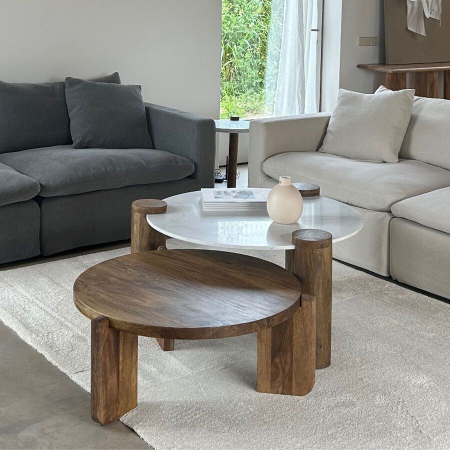 Mesa de centro de madera de mango Polanco Ø80x35cm Clau&Chloe