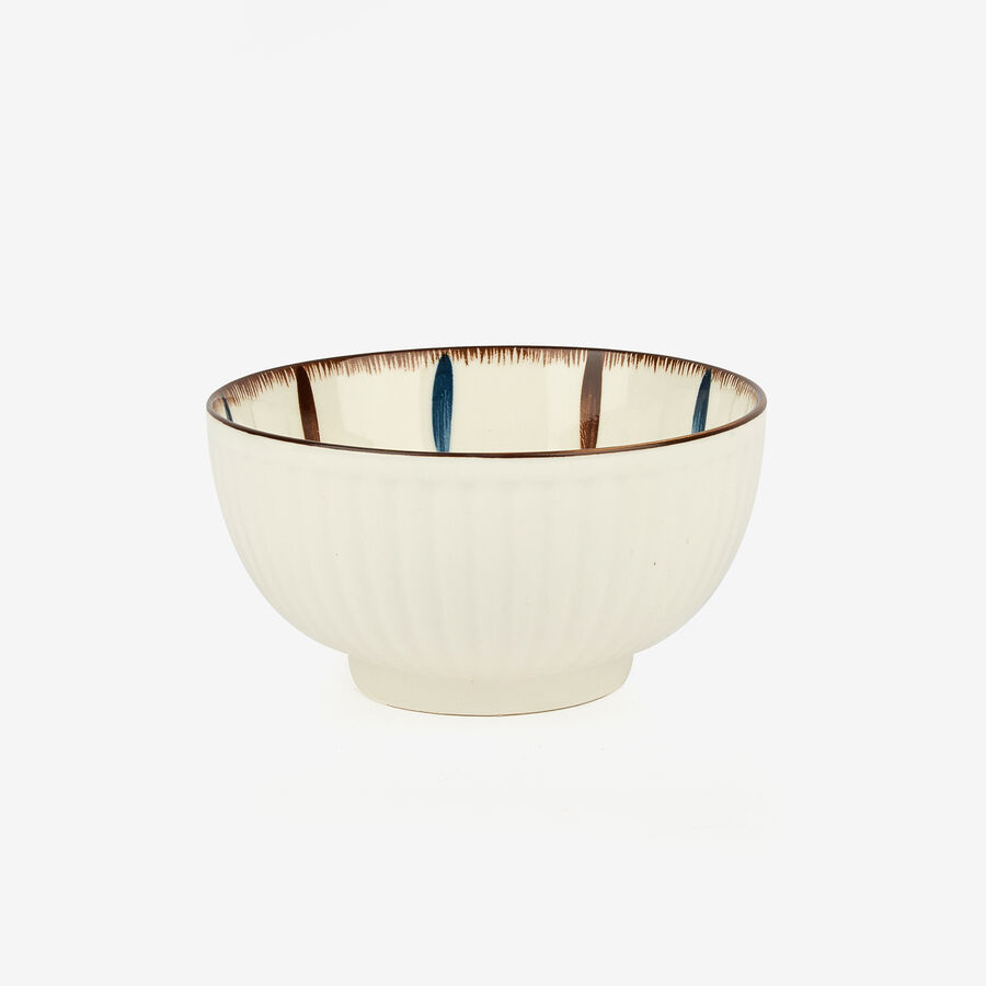 Bol de cer&aacute;mica blanco y azul Akita &Oslash;12cm