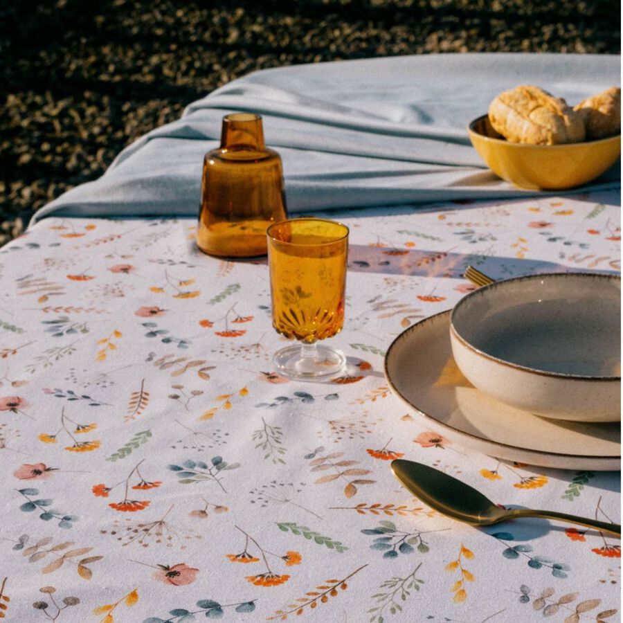 Mantel de algodón reciclado Flores 135x140cm