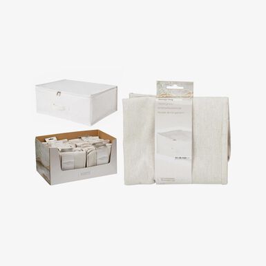 Caja de almacenaje con tapa de textil blanco Nube 50x38x20cm