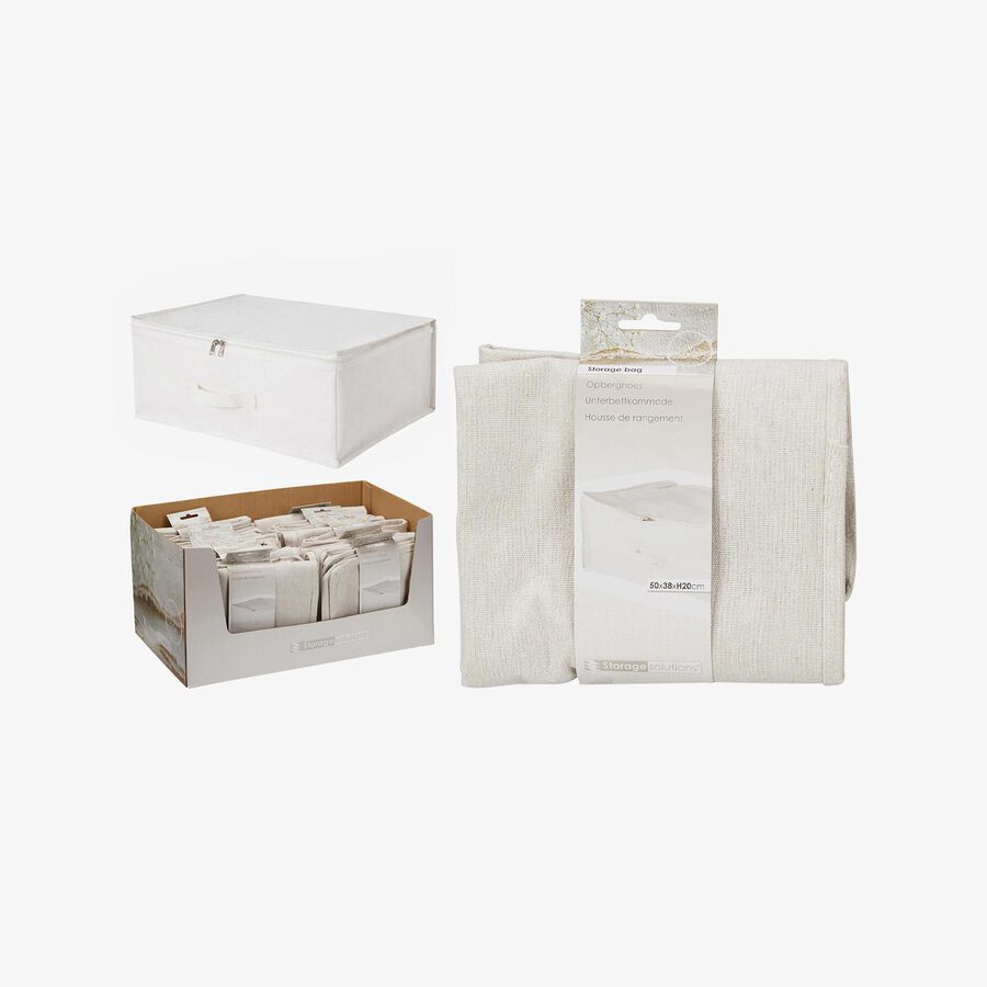 Caja de almacenaje con tapa de textil blanco Nube 50x38x20cm