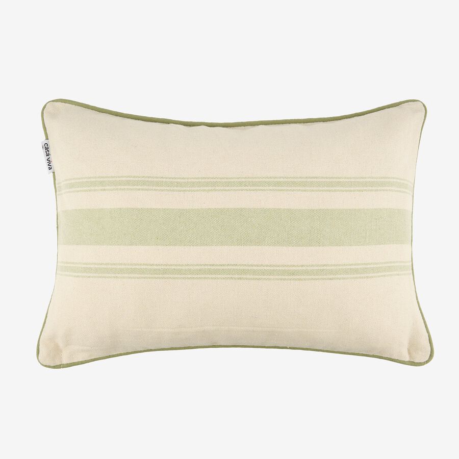Funda de cojín beige con rayas verdes Niza 30x45cm