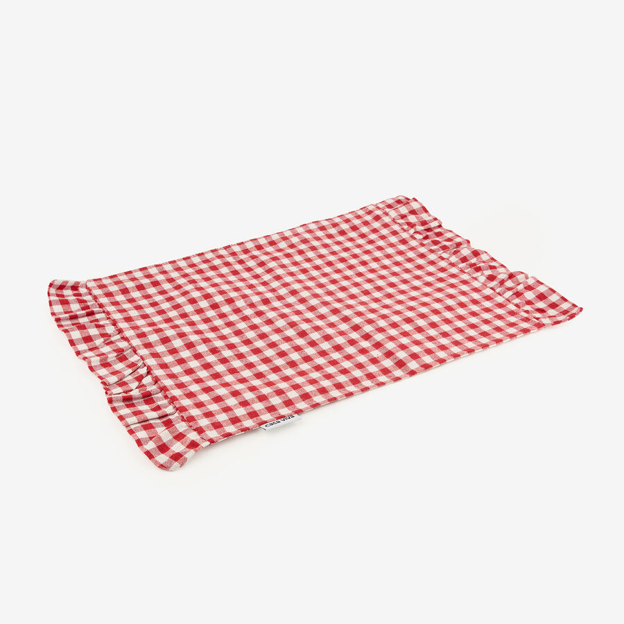 Mantel individual con volante rojo Vichy 32x45cm