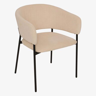 Silla de comedor beige de terciopelo Solea
