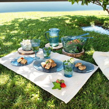 Set de 2 cubiertos de pl&aacute;stico para servir azul Solara 