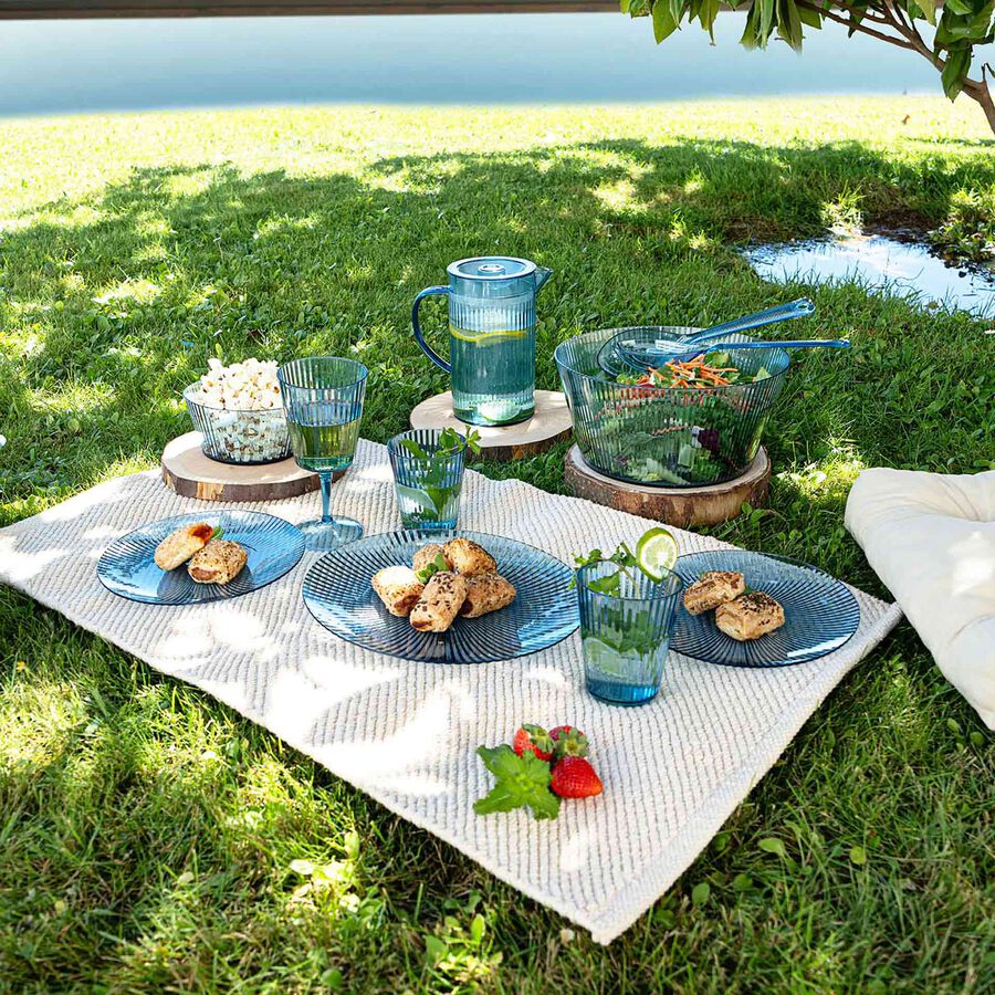 Set de 2 cubiertos de pl&aacute;stico para servir azul Solara 