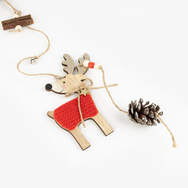Guirnalda de madera Reno 14cm