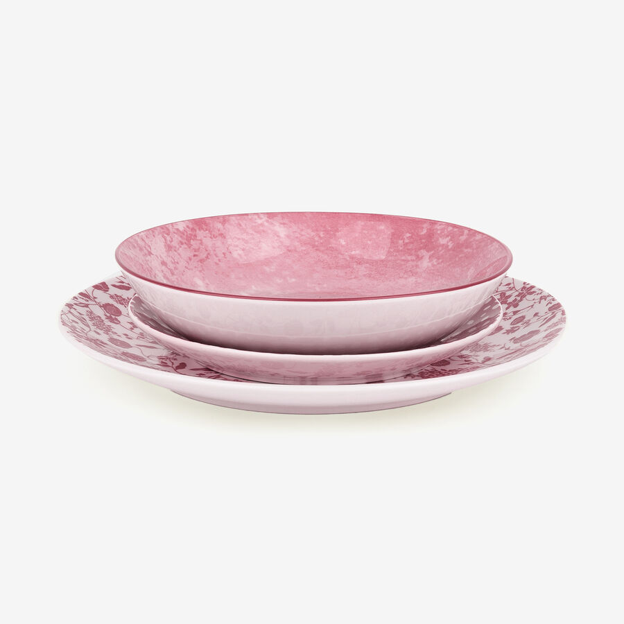 Vajilla de 12 piezas de porcelana rosa Galik