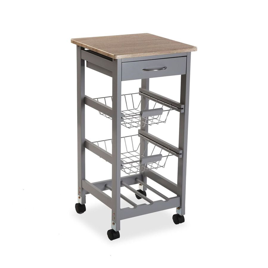 Carro de cocina de metal y madera 37x37x76cm