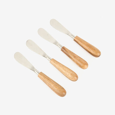 Set de 4 cuchillos para untar con mango de madera de acacia 16cm