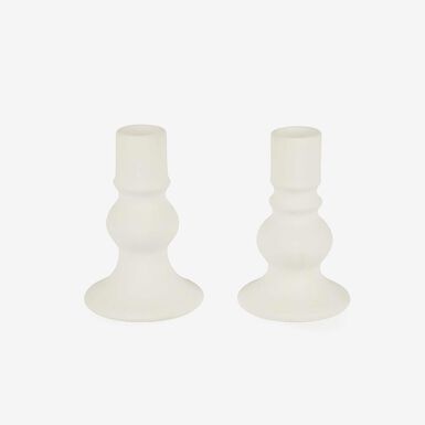 Set de 2 portavelas con velas blancas