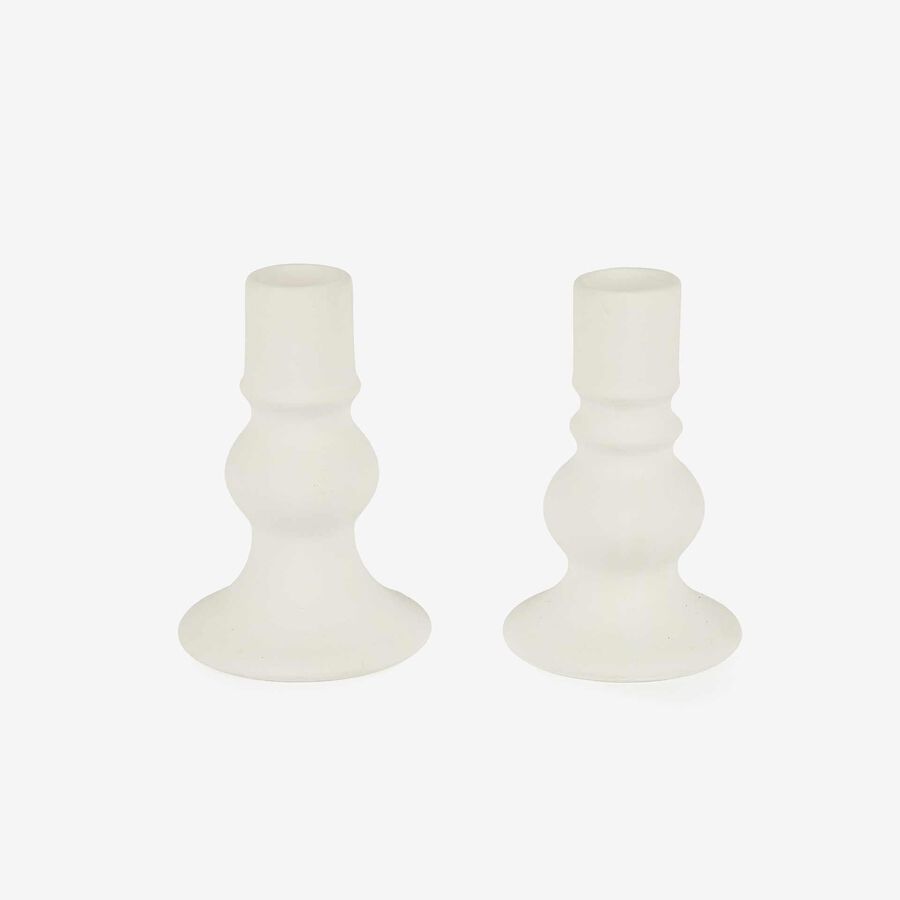 Set de 2 portavelas con velas blancas