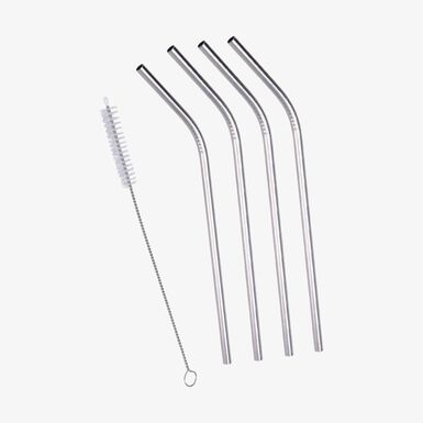 Set de 4 pajitas de acero inoxidable con cepillo limpiador