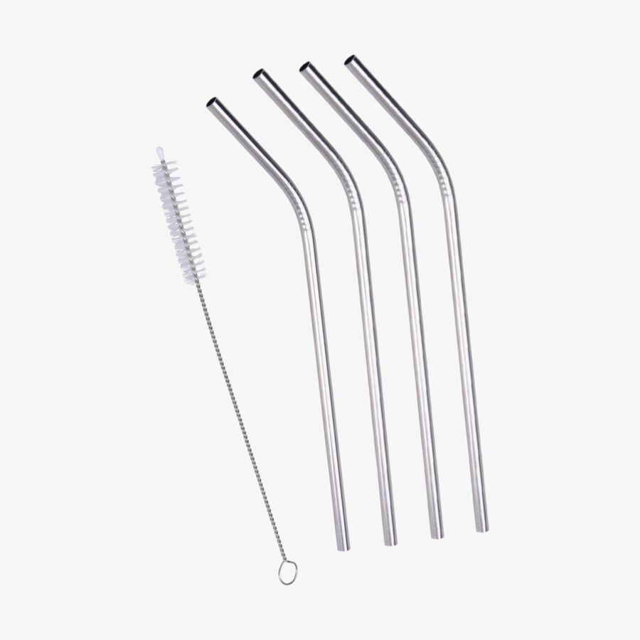 Set de 4 pajitas de acero inoxidable con cepillo limpiador