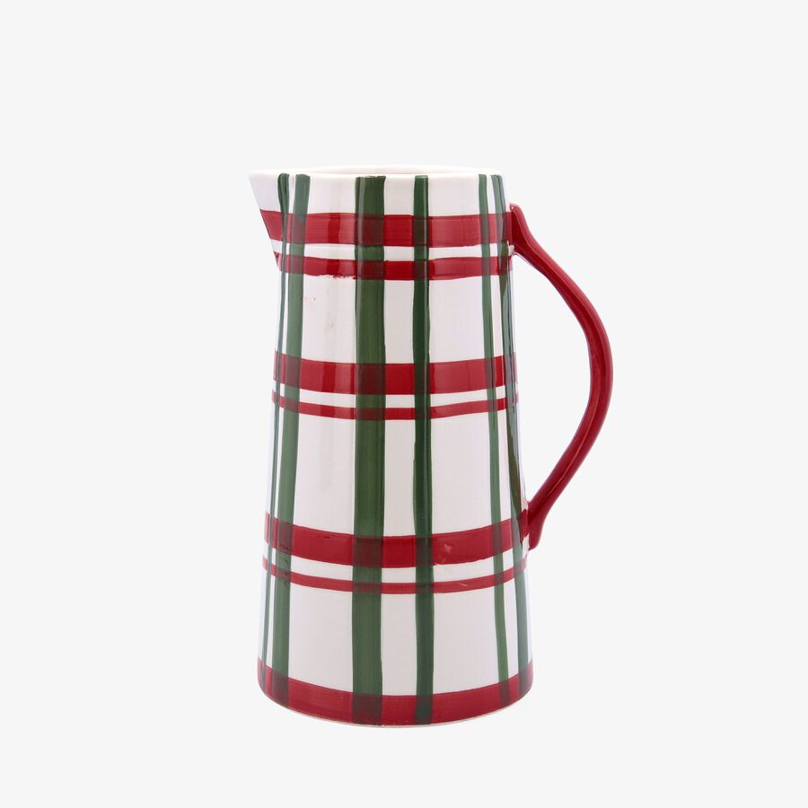 Jarra de dolomita a cuadros verde y rojo 22cm Clau&Chloe