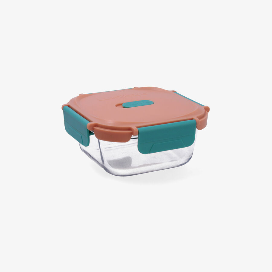 Recipiente herm&eacute;tico cuadrado naranja de vidrio Move box 0,52L