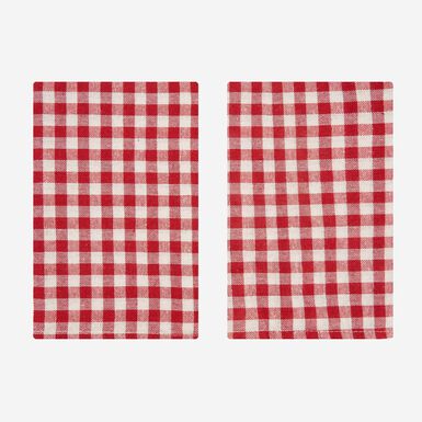 Set de 2 servilletas de algodón rojo Vichy 43x43cm