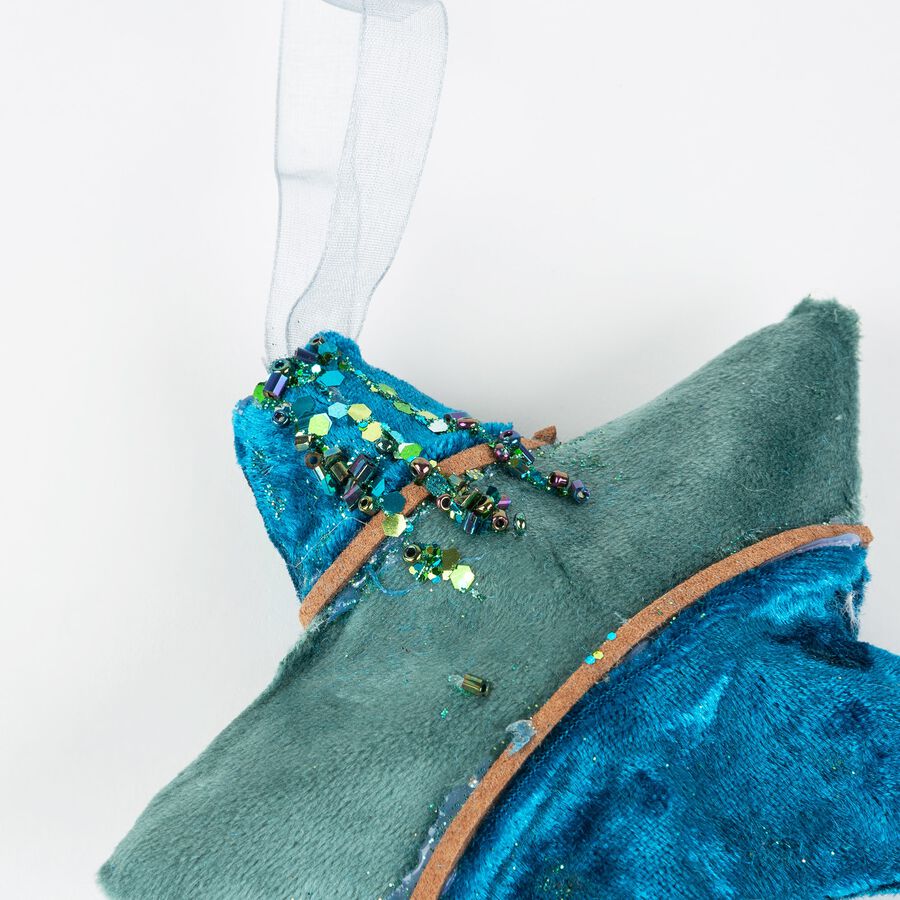 Adorno colgante de terciopelo Estrella 12cm