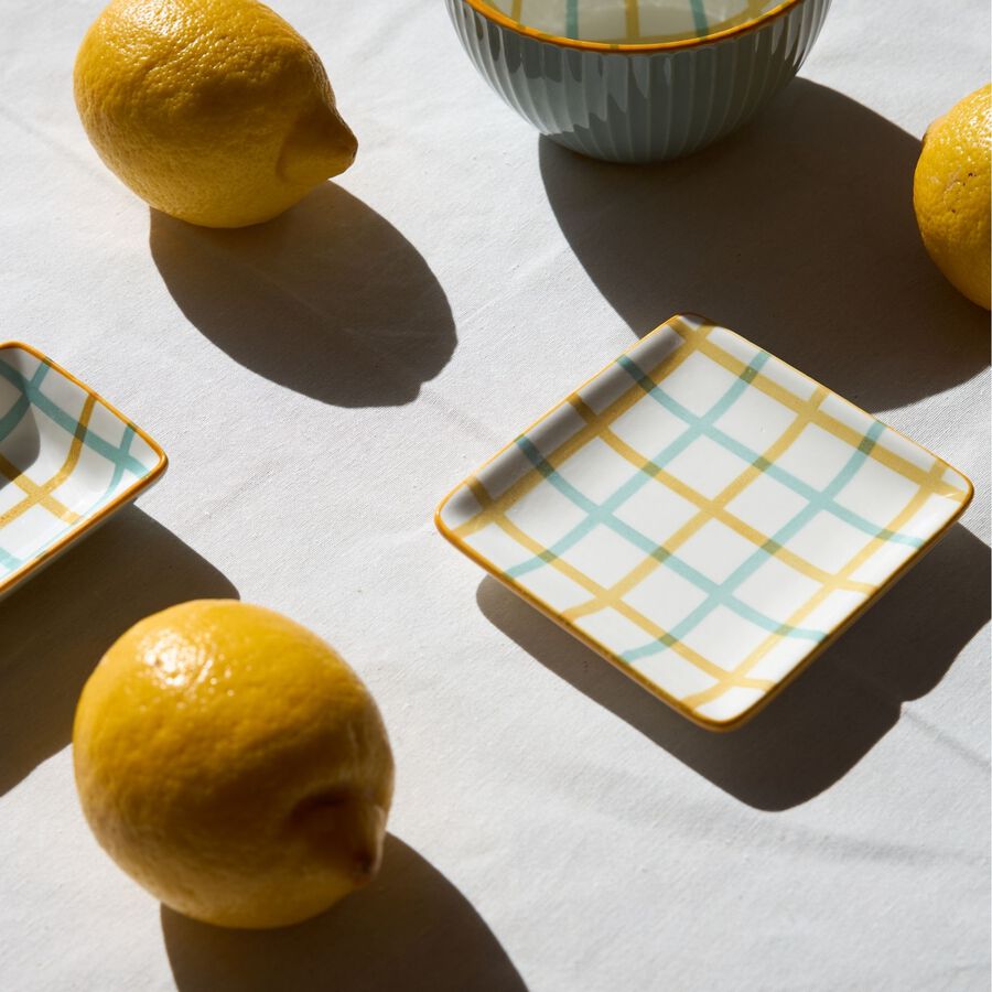 Fuente de cerámica cuadros Beida 11x11cm