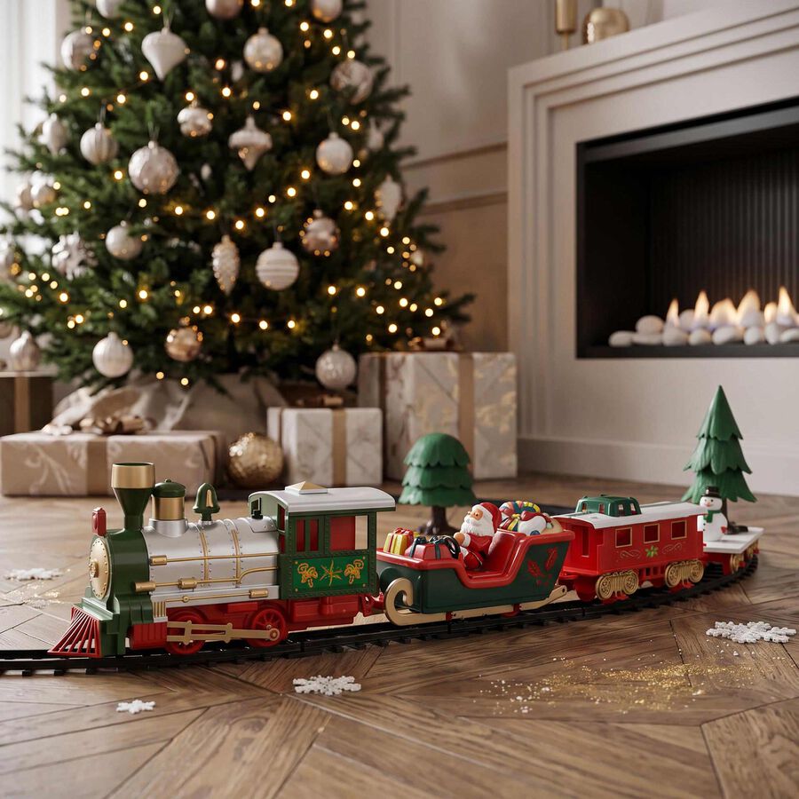 Tren de Navidad decorativo multicolor de pl&aacute;stico 22 piezas