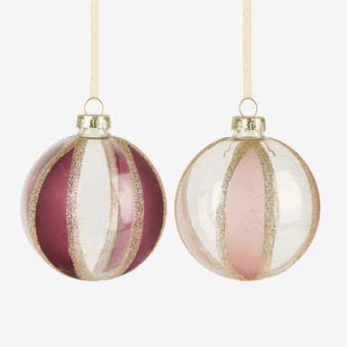 Set de 12 bolas blancas y rosas Ø8cm