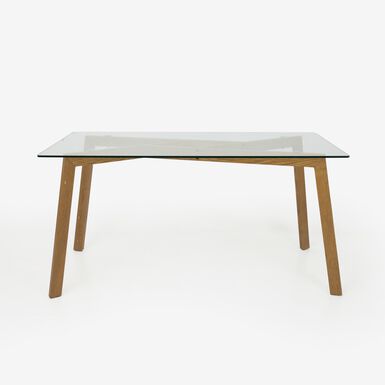Mesa de comedor de cristal Wood Pattern 150x80x76cm