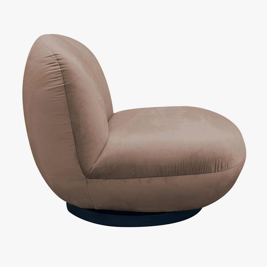 Butaca en terciopelo marr&oacute;n giratoria Pacha 81x95x71cm Clau&Chloe