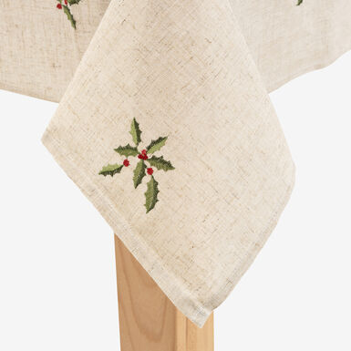 Mantel de lino beige Acebo disponible en varias medidas