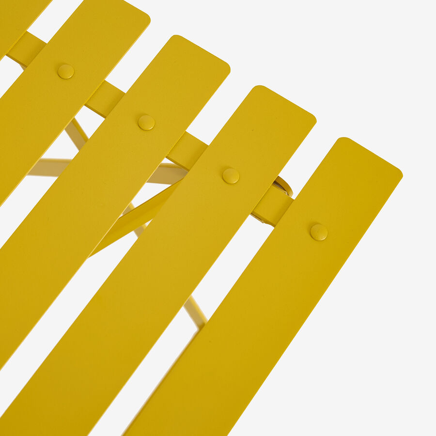 Set de jard&iacute;n plegable de mesa y 2 sillas de metal mostaza Bistro