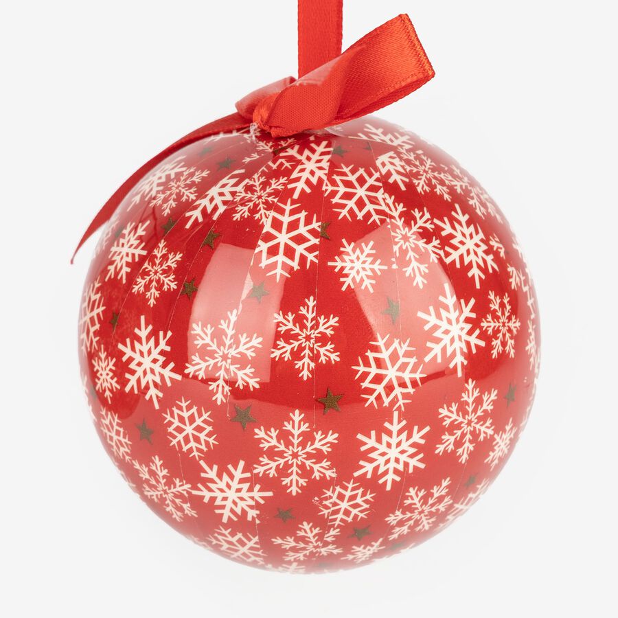 Set 7 bolas decorativas rojas copos de nieve 7,5cm