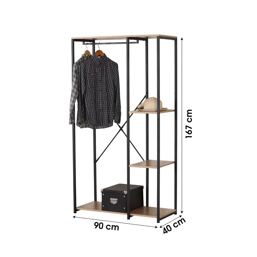 Perchero de aglomerado de madera MDF con 3 estantes Robin 90x40x167cm