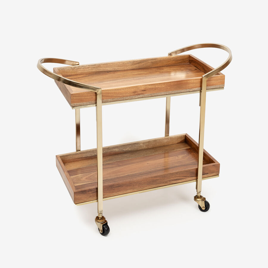 Camarera de madera de acacia y metal dorado Jal 68x33x71cm