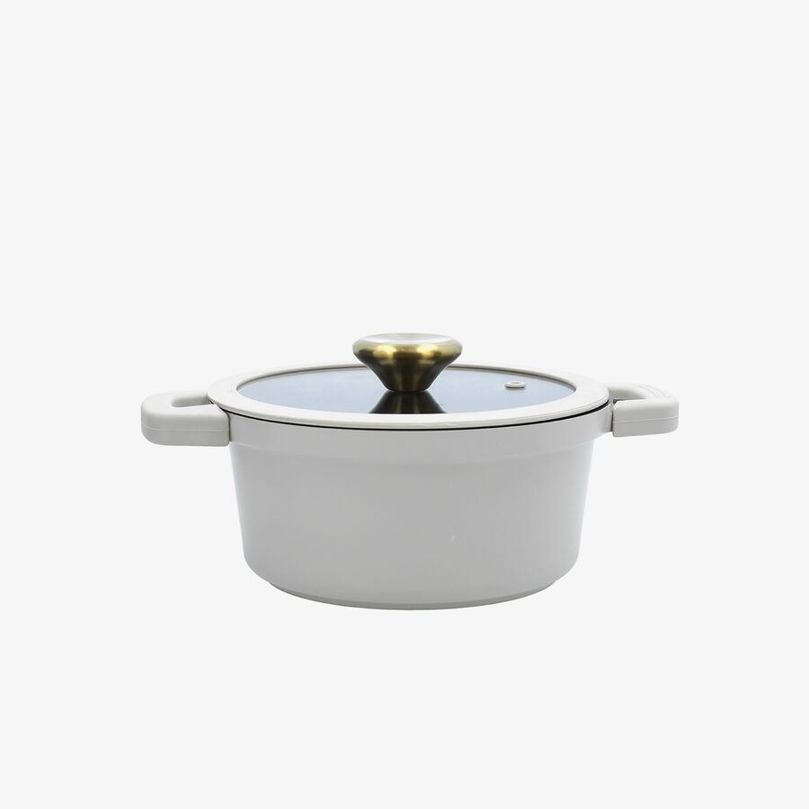 Cacerola gris claro de aluminio fundido con tapa Bruma 20cm