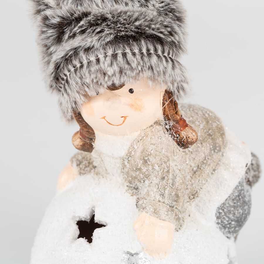 Portavelas ni&ntilde;a con gorro cer&aacute;mica 11x85cm